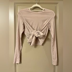 Lululemon Pink Taupe Long Sleeve Wrap Shirt